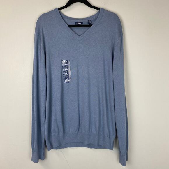 Men's IZOD Ocean Blue Wool Blend V-Neck Long Sleeve Sweater XL - Picture 1 of 5